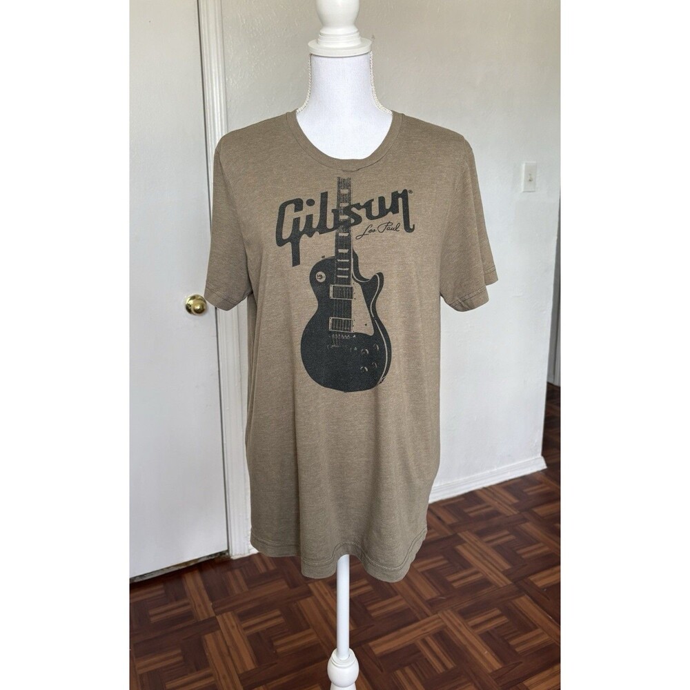 Gibson Les Paul Guitar Logo Brown T-Shirt Size Large